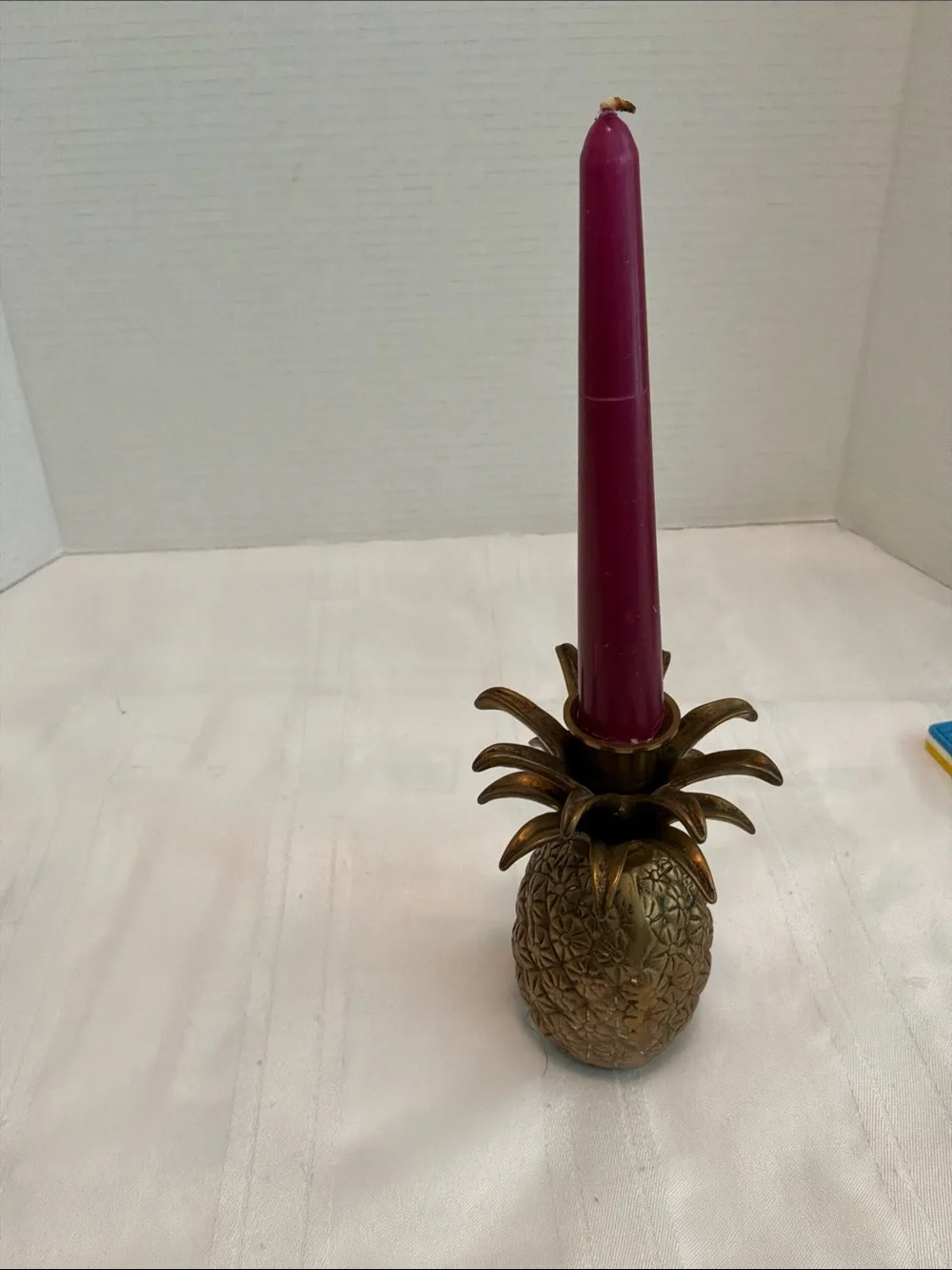 Vintage solid brass pineapple regency Hollywood candle holder